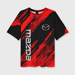 Женская футболка оверсайз Mazda Мазда красно черный