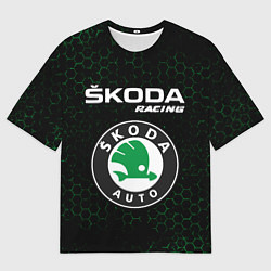 Футболка оверсайз женская ШКОДА Racing Соты, цвет: 3D-принт