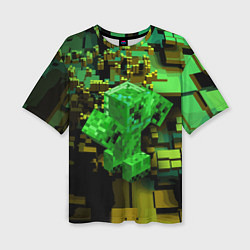 Женская футболка оверсайз Minecraft Creeper Mob
