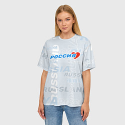 Футболка оверсайз женская Россия - на разных языках мира, цвет: 3D-принт — фото 2