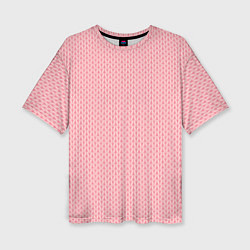 Женская футболка оверсайз Вязаный простой узор косичка Три оттенка розового