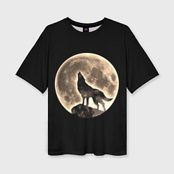 Футболка оверсайз женская Волк и Полнолуние, цвет: 3D-принт