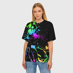 Футболка оверсайз женская Neon vanguard fashion pattern, цвет: 3D-принт — фото 2