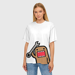 Футболка оверсайз женская Domo-Kun с инструментом, цвет: 3D-принт — фото 2