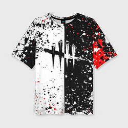 Женская футболка оверсайз Dead by daylight брызги красок