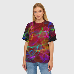 Футболка оверсайз женская Color neon pattern Vanguard, цвет: 3D-принт — фото 2