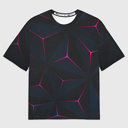 Футболка оверсайз женская Неоновые углы На черном Фоне, цвет: 3D-принт