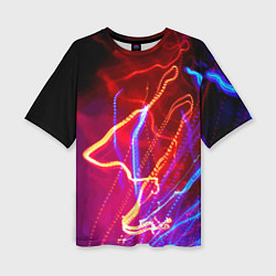 Женская футболка оверсайз Neon vanguard pattern Lighting