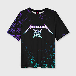 Женская футболка оверсайз Metallica металлика neon