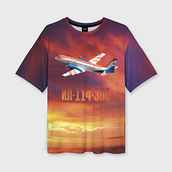 Женская футболка оверсайз Пассажирский самолет Ил-114-300