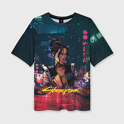 Женская футболка оверсайз Панам Cyberpunk2077
