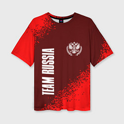 Женская футболка оверсайз РОССИЯ - ГЕРБ Team Russia Спрей