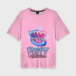 Женская футболка оверсайз POPPY PLAYTIME - KISSY MISSY AND HAGGY WAGGY