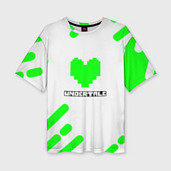 Женская футболка оверсайз Undertale сердце зелёное