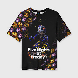 Женская футболка оверсайз Five Nights at Freddys Луна паттерн