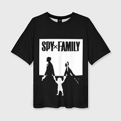 Футболка оверсайз женская Spy x Family: Семья шпиона черно-белая, цвет: 3D-принт