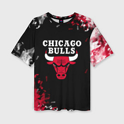 Футболка оверсайз женская Чикаго Буллз Chicago Bulls Огонь, цвет: 3D-принт