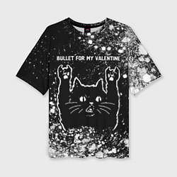 Футболка оверсайз женская Bullet For My Valentine Rock Cat, цвет: 3D-принт