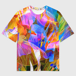 Футболка оверсайз женская Красочный цветочный паттерн Лето Colorful floral p, цвет: 3D-принт