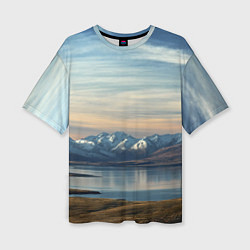 Женская футболка оверсайз Горы озеро природа