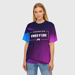 Футболка оверсайз женская Free Fire Gaming Champion: рамка с лого и джойстик, цвет: 3D-принт — фото 2