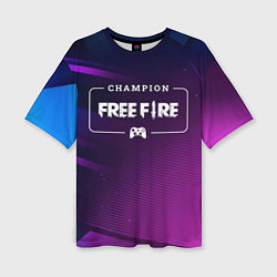 Женская футболка оверсайз Free Fire Gaming Champion: рамка с лого и джойстик