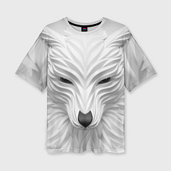 Женская футболка оверсайз Волк - белый