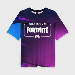 Женская футболка оверсайз Fortnite Gaming Champion: рамка с лого и джойстико