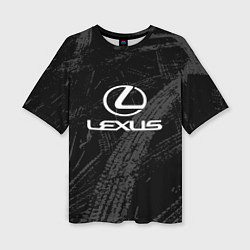 Женская футболка оверсайз Lexus - следы шин