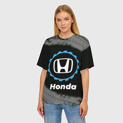 Футболка оверсайз женская Honda в стиле Top Gear со следами шин на фоне, цвет: 3D-принт — фото 2