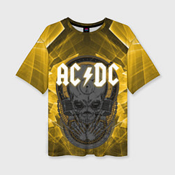 Женская футболка оверсайз AC DC SKULL ROCK