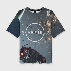 Женская футболка оверсайз Космический бой в Starfield