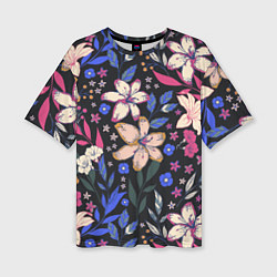 Женская футболка оверсайз Цветы Красочные Лилии В Саду