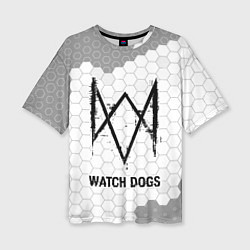 Женская футболка оверсайз Watch Dogs Glitch на темном фоне FS