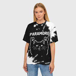 Футболка оверсайз женская Группа Paramore и Рок Кот, цвет: 3D-принт — фото 2
