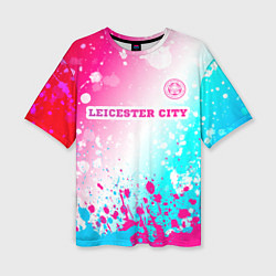 Женская футболка оверсайз Leicester City Neon Gradient