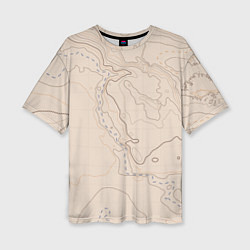 Женская футболка оверсайз Песчаная Топографическая Карта