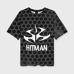 Женская футболка оверсайз Hitman Glitch на темном фоне