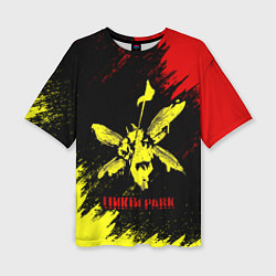 Женская футболка оверсайз Linkin Park желто-красный