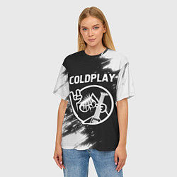 Футболка оверсайз женская Coldplay КОТ Краска, цвет: 3D-принт — фото 2