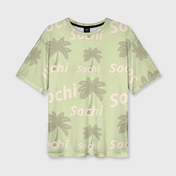 Женская футболка оверсайз Пальмы на салатном фоне palm trees text