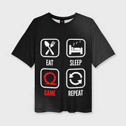 Женская футболка оверсайз Eat, Sleep, God of War, Repeat
