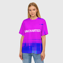 Футболка оверсайз женская Uncharted Glitch Text Effect, цвет: 3D-принт — фото 2