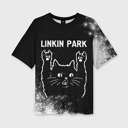 Женская футболка оверсайз Группа Linkin Park и Рок Кот