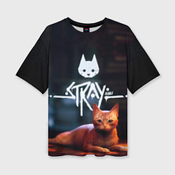 Женская футболка оверсайз Stray бродячий кот
