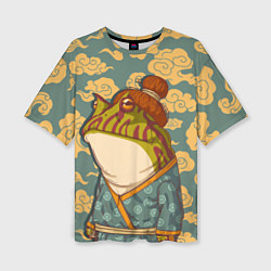 Женская футболка оверсайз Японская лягушка