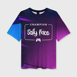 Женская футболка оверсайз Sally Face Gaming Champion: рамка с лого и джойсти