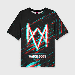 Женская футболка оверсайз Watch Dogs в стиле Glitch Баги Графики на темном ф