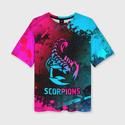 Женская футболка оверсайз Scorpions Neon Gradient