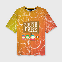 Футболка оверсайз женская Южный Парк - на фоне кружков, цвет: 3D-принт